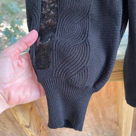 Chico's Women's Black Sequined Textured Pullover Sweater Size 4 (XXL). NEW - Picture 5 of 9